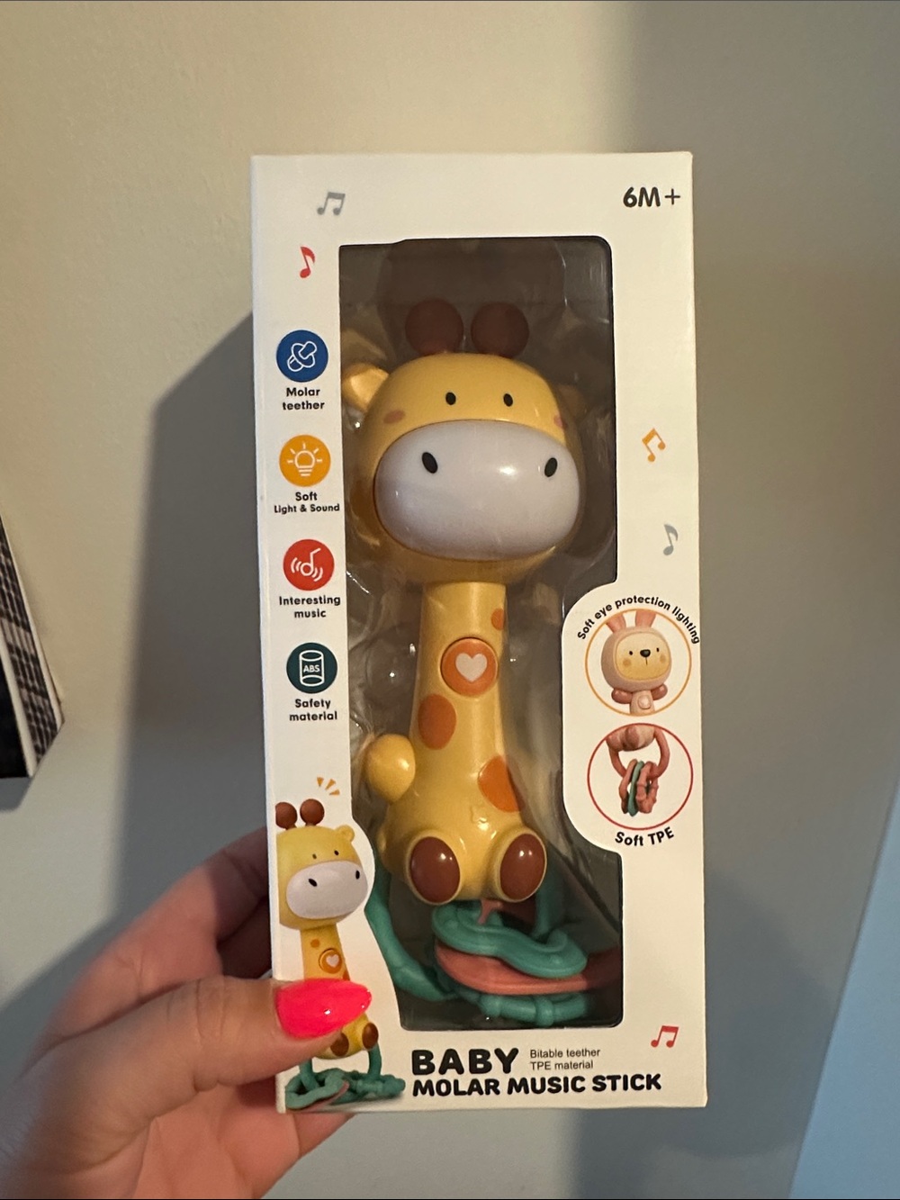 New Yellow Giraffe Baby Molar Music Stick Teether (6M+)
